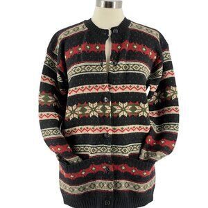 J. Crew Vintage Fair Isle Longline Cardigan Sweater Shetland Wool Hong Kong M